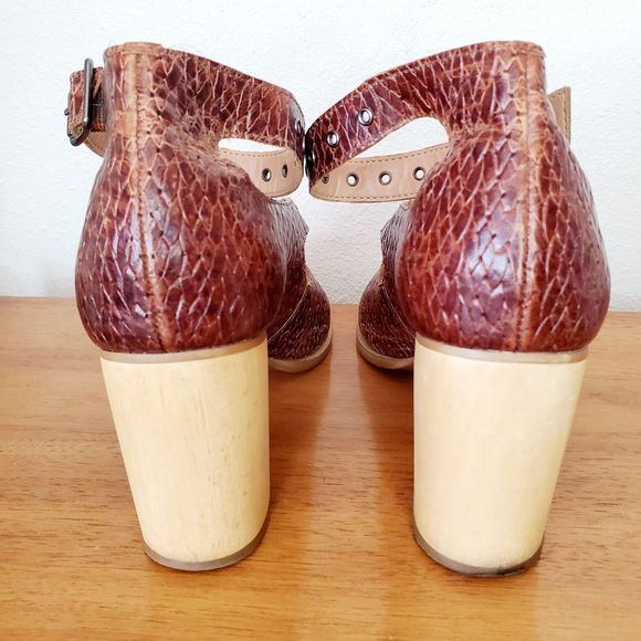 Schuler Sons Philadelphia Nalia Heels Brown Leather Chunky SZ 8.5 Anthropologie - Picture 3 of 12